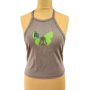 Athleta Womens Taupe Butterfly Crop Top Size XL